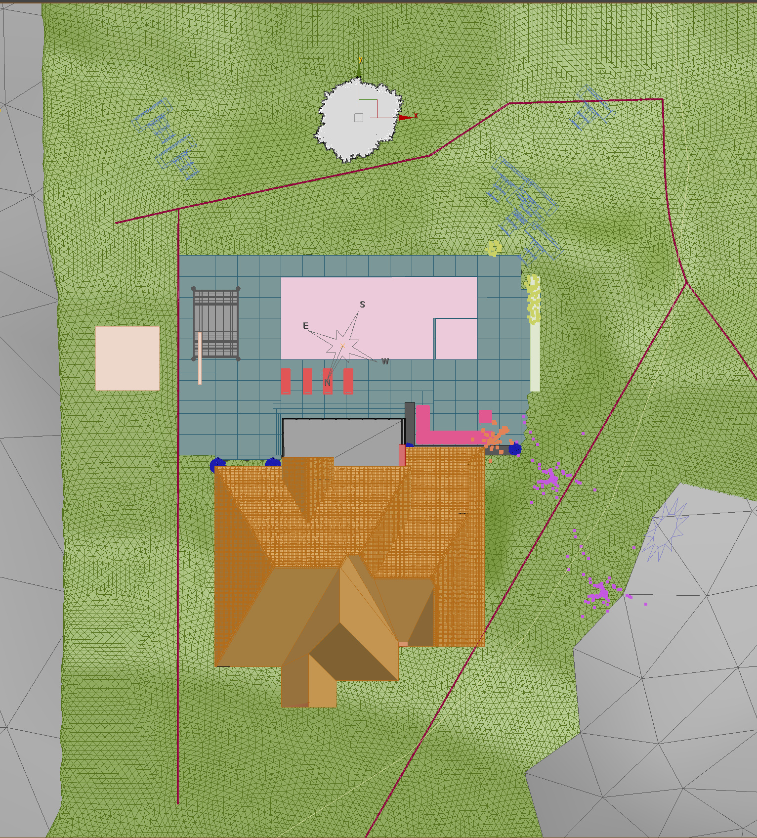 Top view of the backyard layout on the selected plot